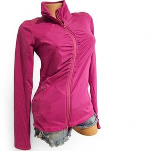 Zella Women's Front Zip Mock Neck Pink Active Jacket, size Medium